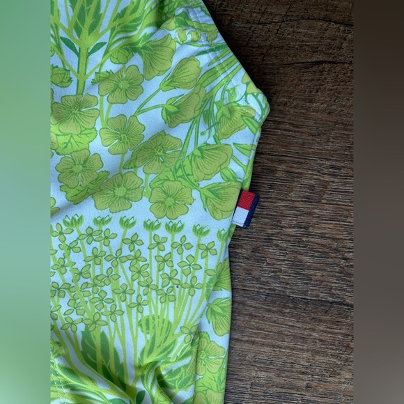 TOMMY HILFIGER swimsuit one piece bright green sz 10 EUC tropical floral bathing - Picture 5 of 16
